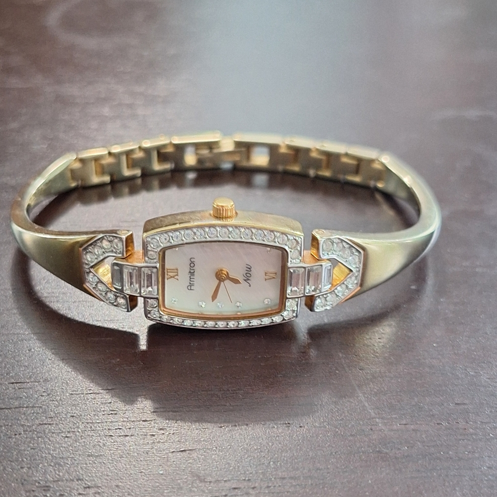 Gold and Silver Watch with Mother of Pearl Accents